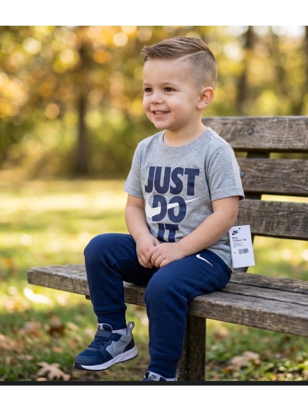 Nike Toddler Boys 2-Piece Set size 4T Just Do It Logo Tee & Navy Joggers